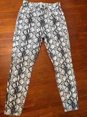 Frame Denim Black & White Snake-Print Jeans Size 28